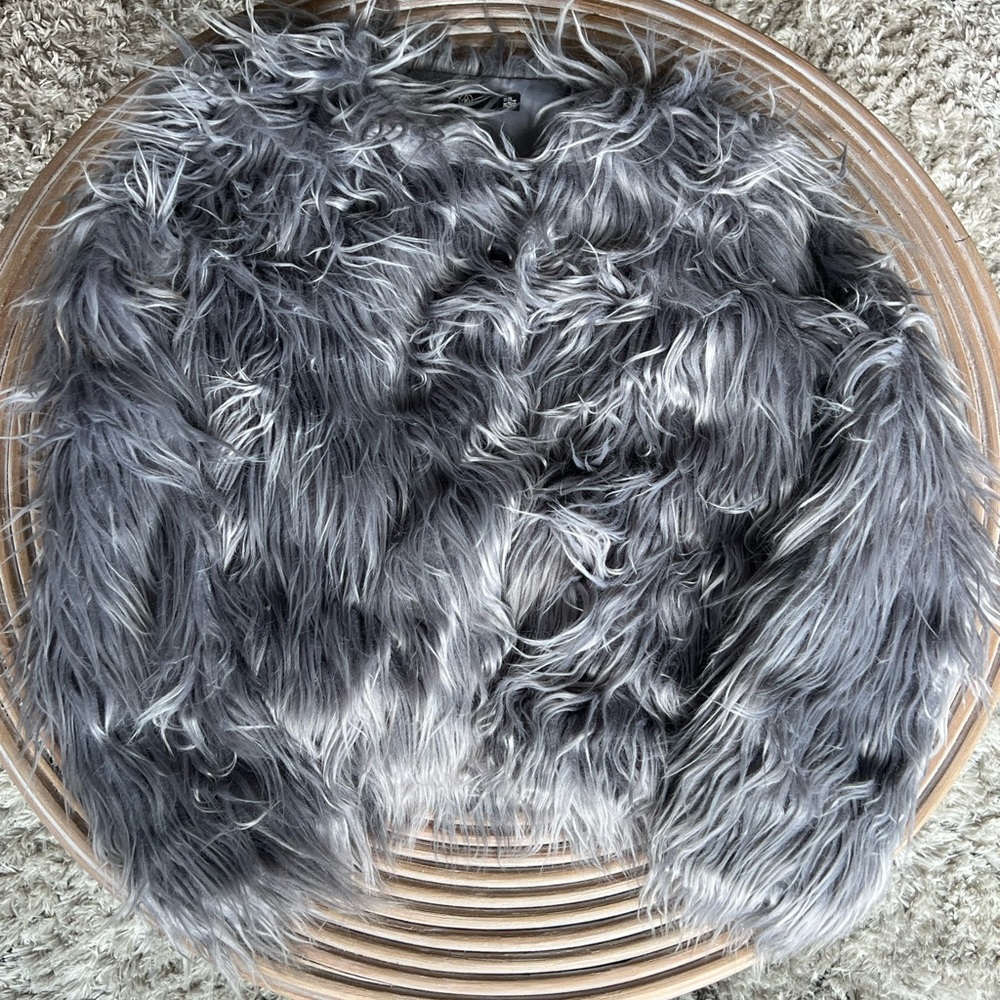 Gray Faux Fur Jacket